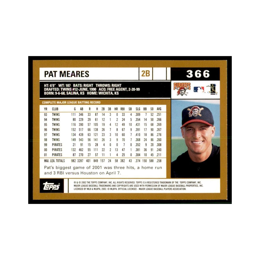 2002 Topps Home Team Advantage Pat Meares Baseball Cards #366