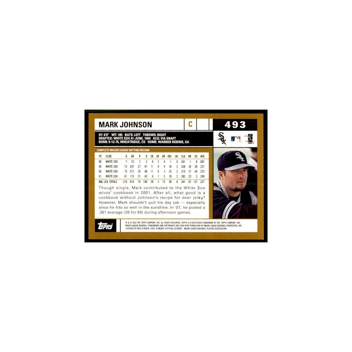 2002 Topps Home Team Advantage Mark Johnson Baseball Cards #493