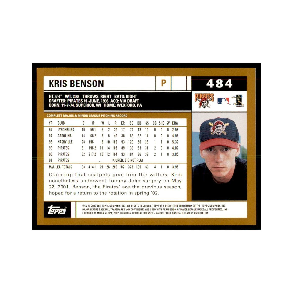 2002 Topps Home Team Advantage Kris Benson Baseball Cards #484