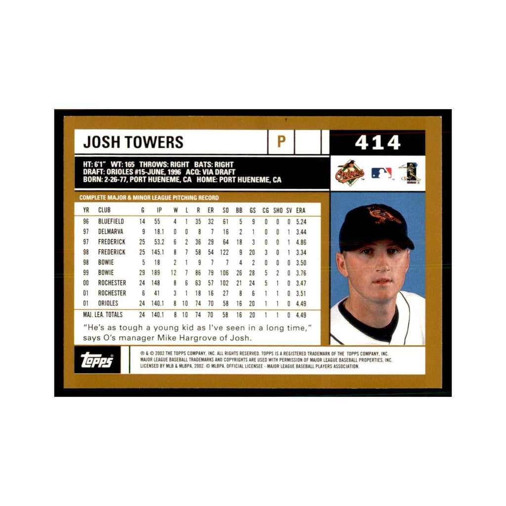 2002 Topps Home Team Advantage Josh Towers Baseball Cards #414