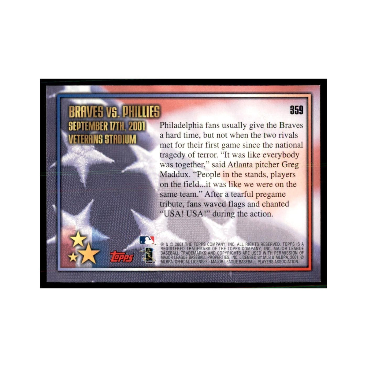 2002 Topps Home Team Advantage Braves vs. Phillies Baseball Cards #359