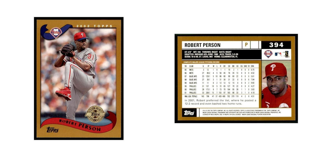2002 Topps Home Team Advantage Robert Person Baseball Cards #394