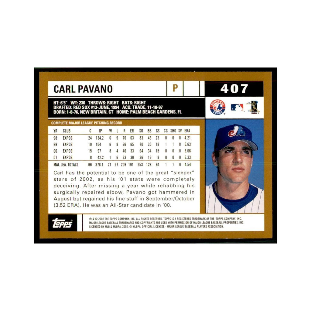 2002 Topps Home Team Advantage Carl Pavano Baseball Cards #407