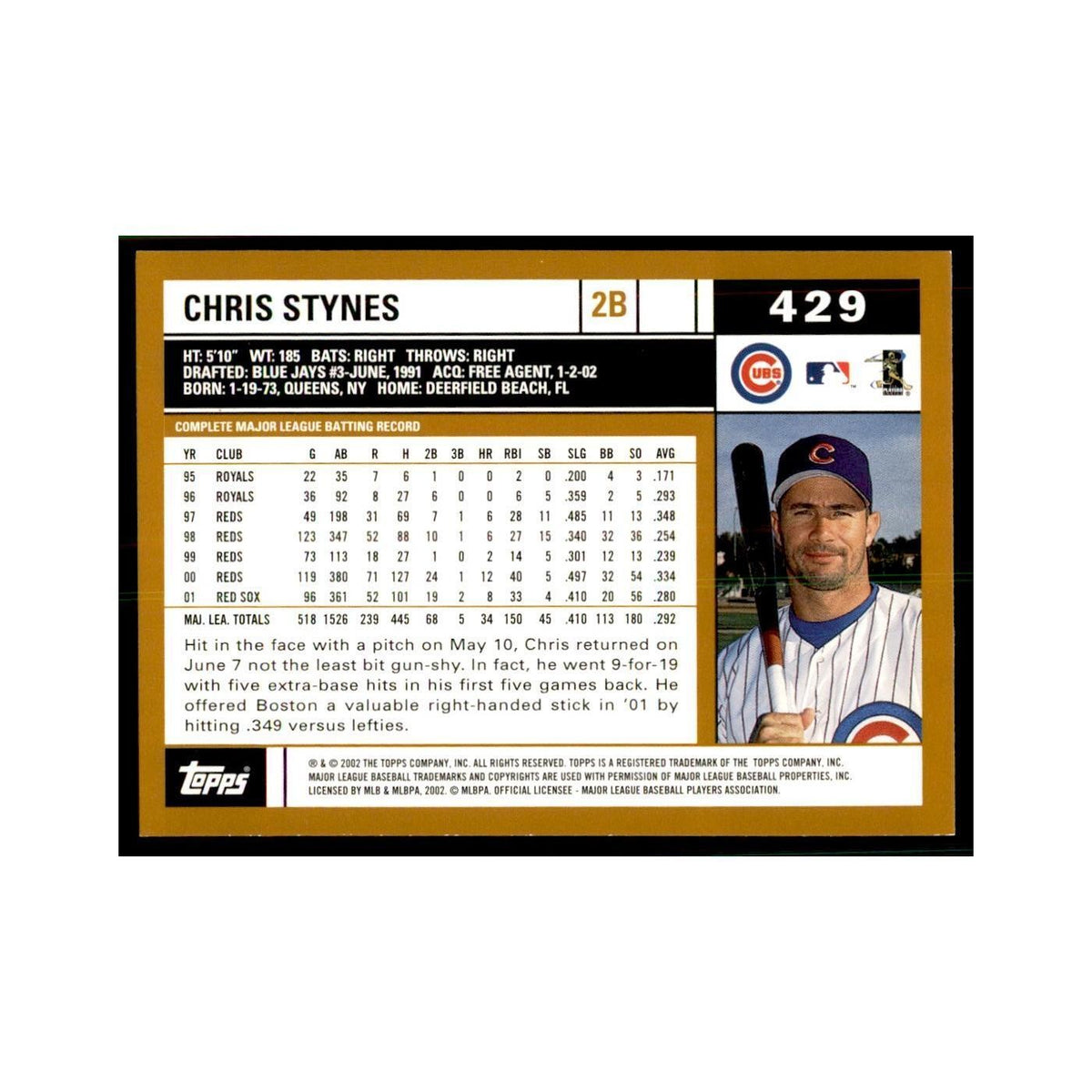 2002 Topps Home Team Advantage Chris Stynes Baseball Cards #429