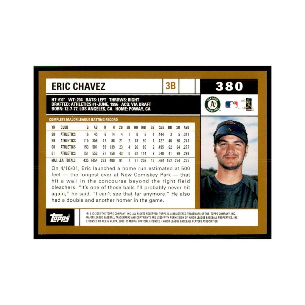 2002 Topps Home Team Advantage Eric Chavez Baseball Cards #380