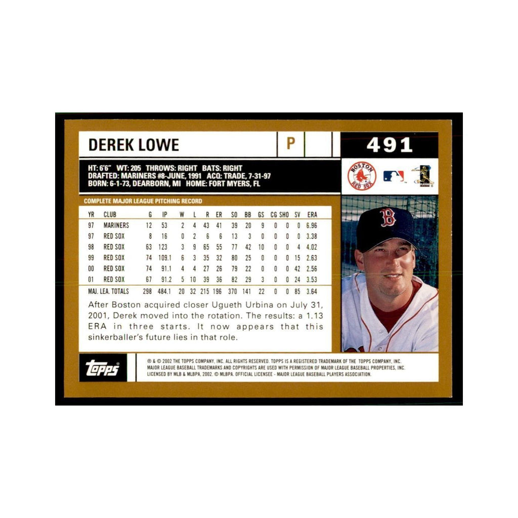 2002 Topps Home Team Advantage Derek Lowe Baseball Cards #491