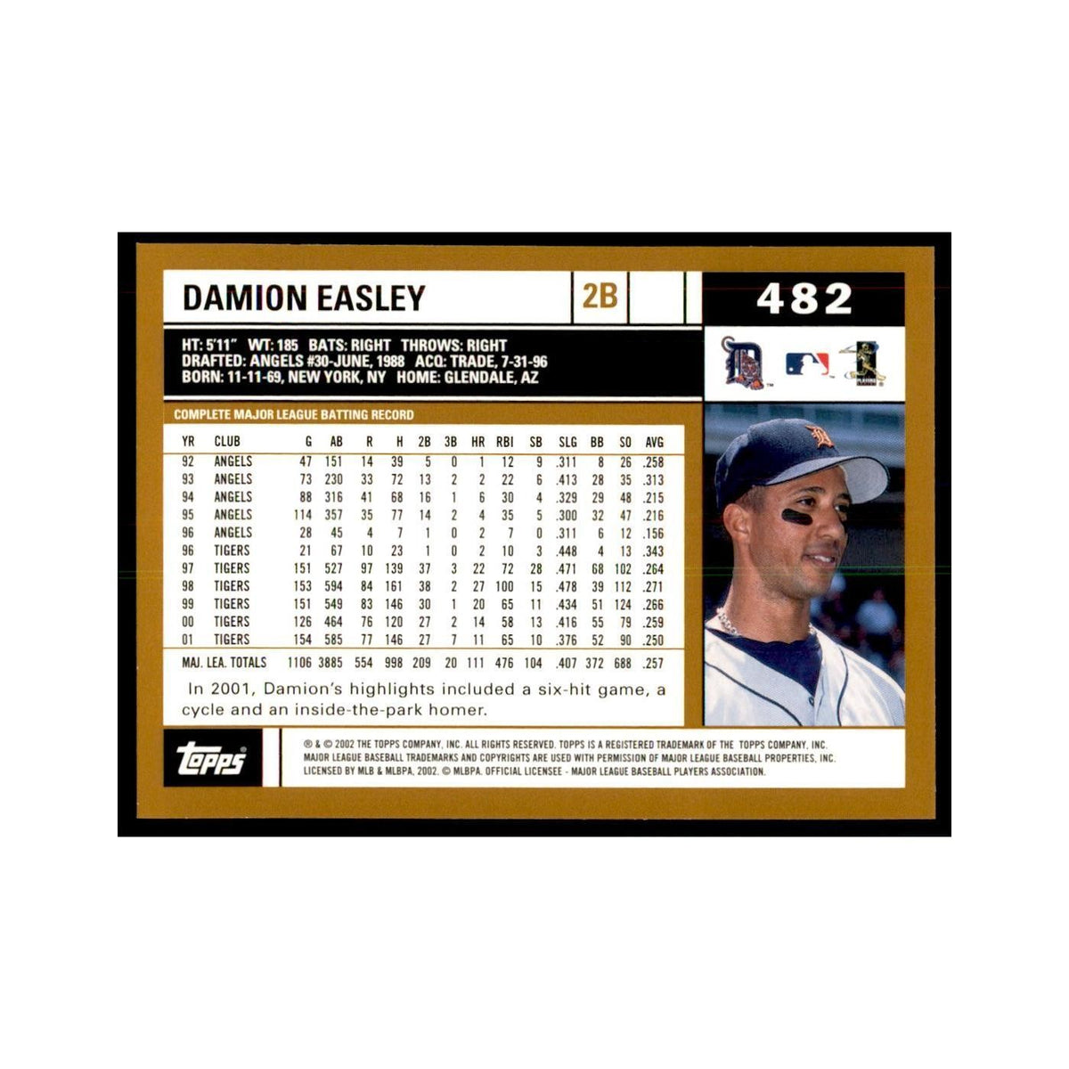 2002 Topps Home Team Advantage Damion Easley Baseball Cards #482
