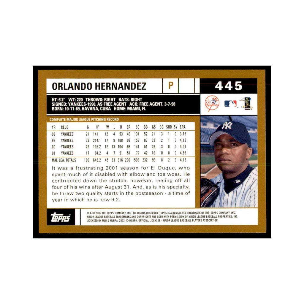 2002 Topps Home Team Advantage Orlando Hernandez Baseball Cards #445