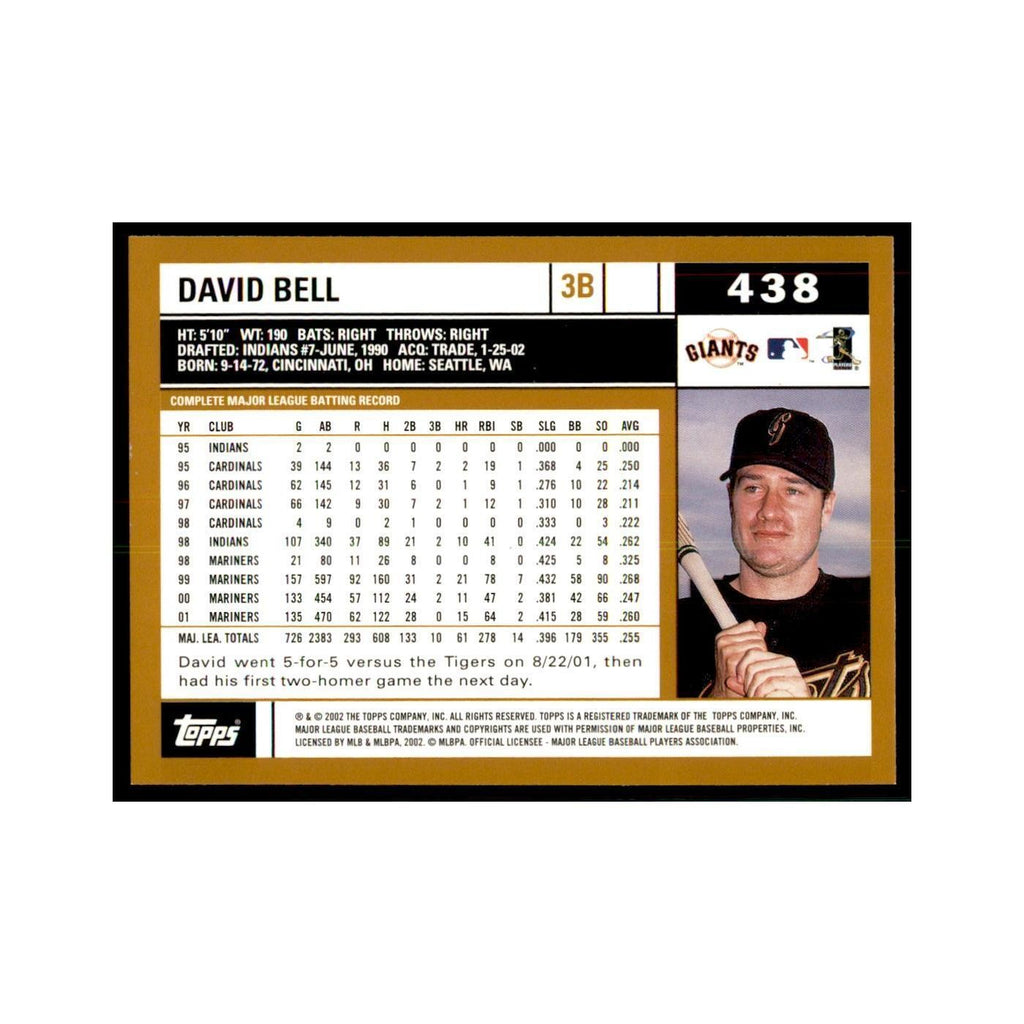 2002 Topps Home Team Advantage David Bell Baseball Cards #438