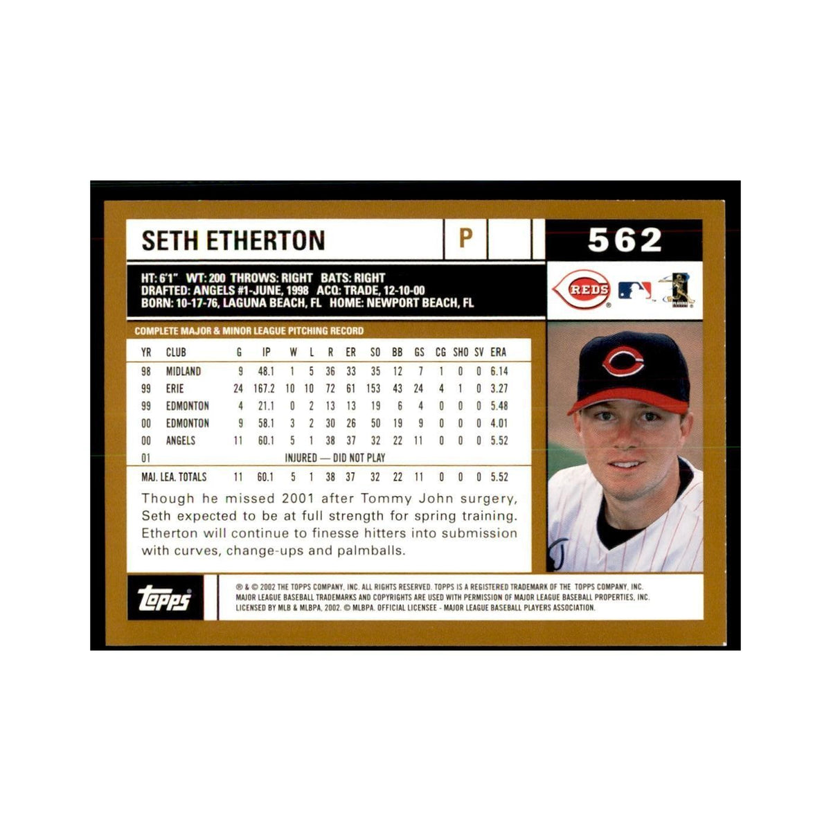 2002 Topps Home Team Advantage Seth Etherton Baseball Cards #562