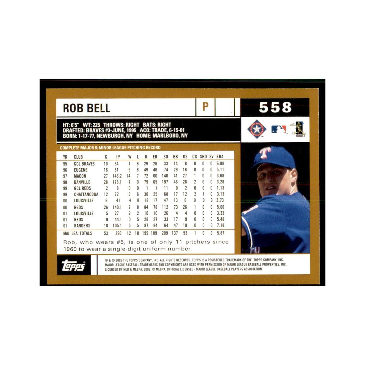 2002 Topps Home Team Advantage Rob Bell Baseball Cards #558