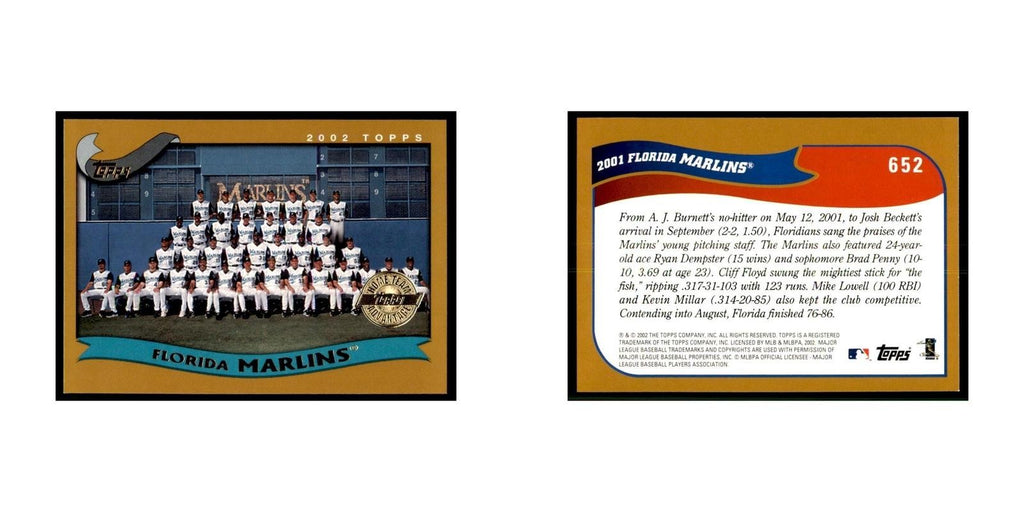 2002 Topps Home Team Advantage Florida Marlins Baseball Cards #652