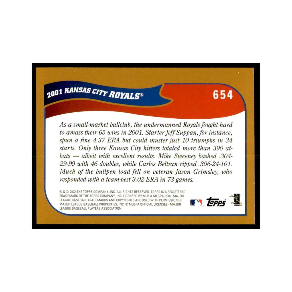 2002 Topps Home Team Advantage Kansas City Royals Baseball Cards #654