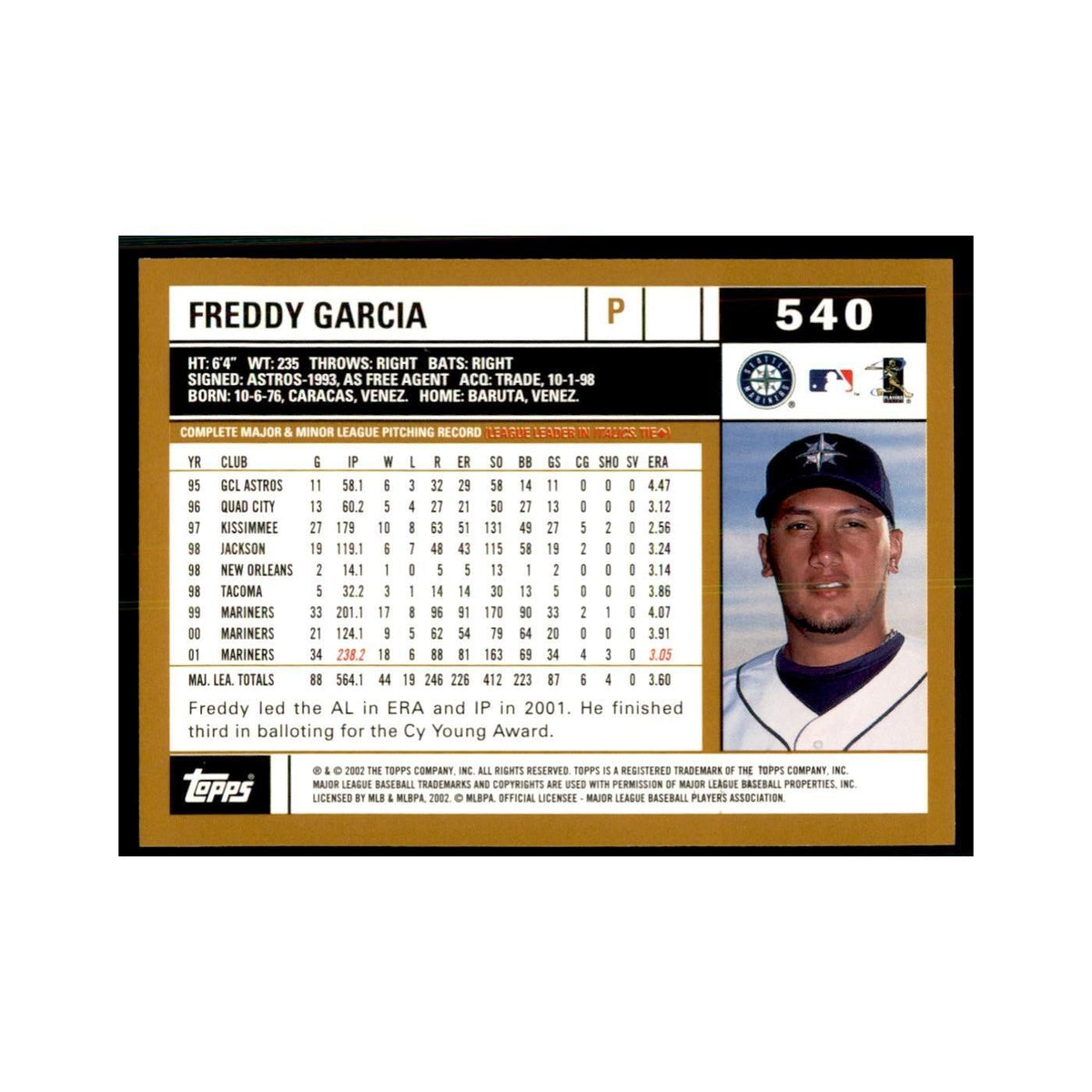 2002 Topps Home Team Advantage Freddy Garcia Baseball Cards #540