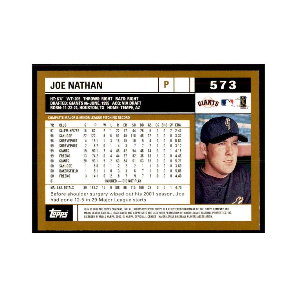 2002 Topps Home Team Advantage Joe Nathan Baseball Cards #573