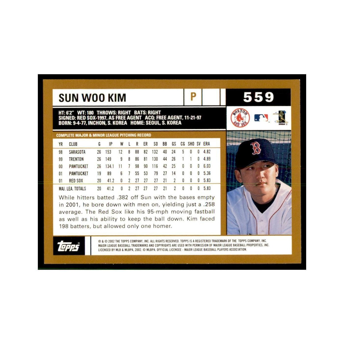2002 Topps Home Team Advantage Sun Woo Kim Baseball Cards #559
