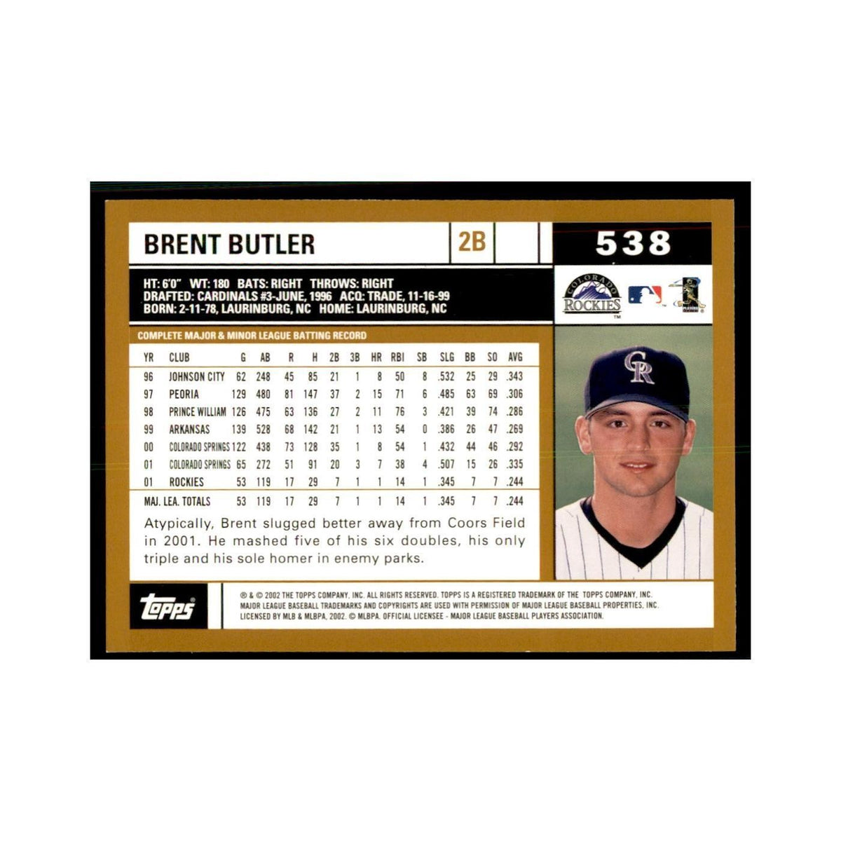 2002 Topps Home Team Advantage Brent Butler Baseball Cards #538