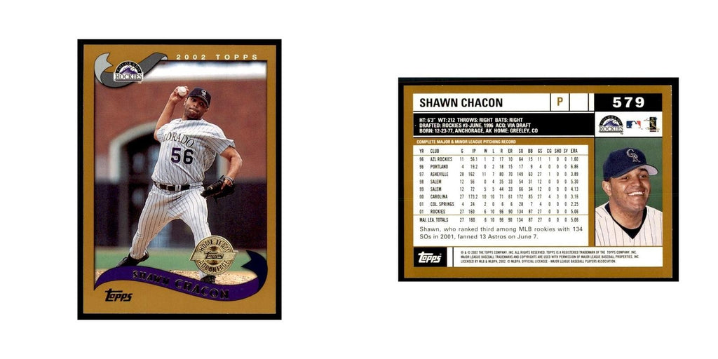 2002 Topps Home Team Advantage Shawn Chacon Baseball Cards #579