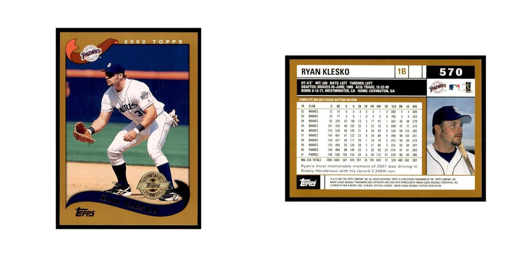 2002 Topps Home Team Advantage Ryan Klesko Baseball Cards #570