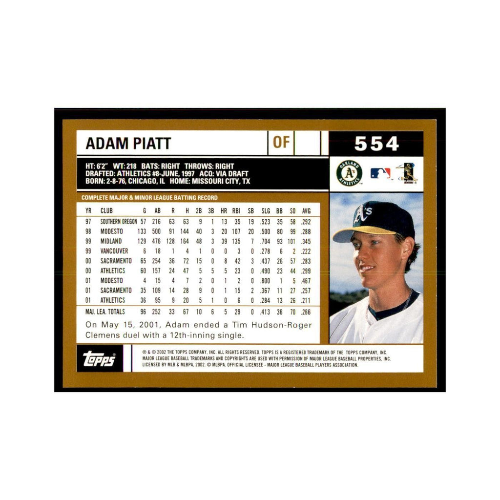 2002 Topps Home Team Advantage Adam Piatt Baseball Cards #554