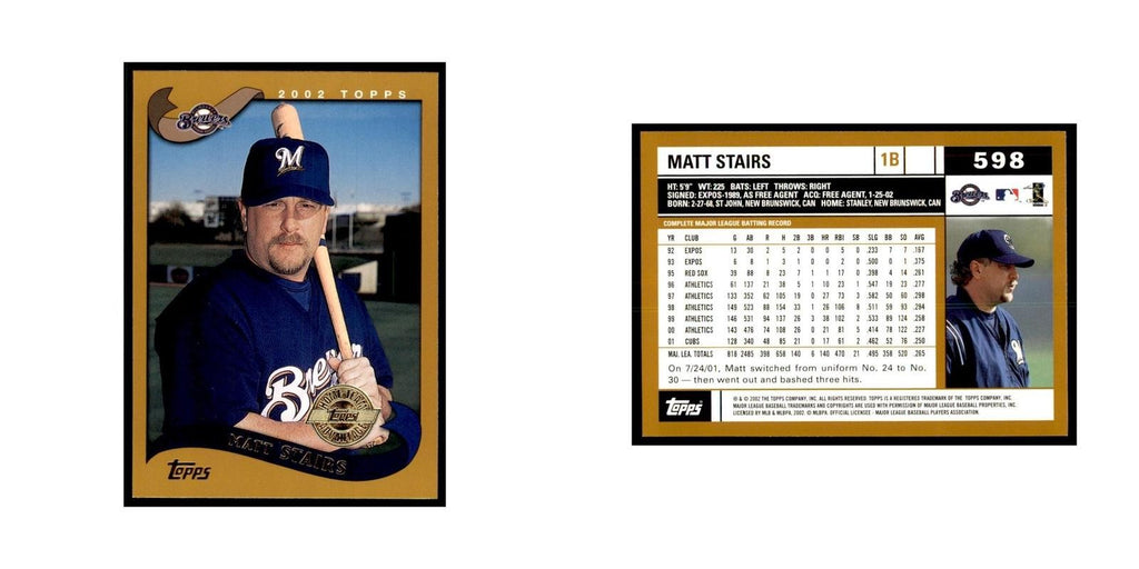 2002 Topps Home Team Advantage Matt Stairs Baseball Cards #598