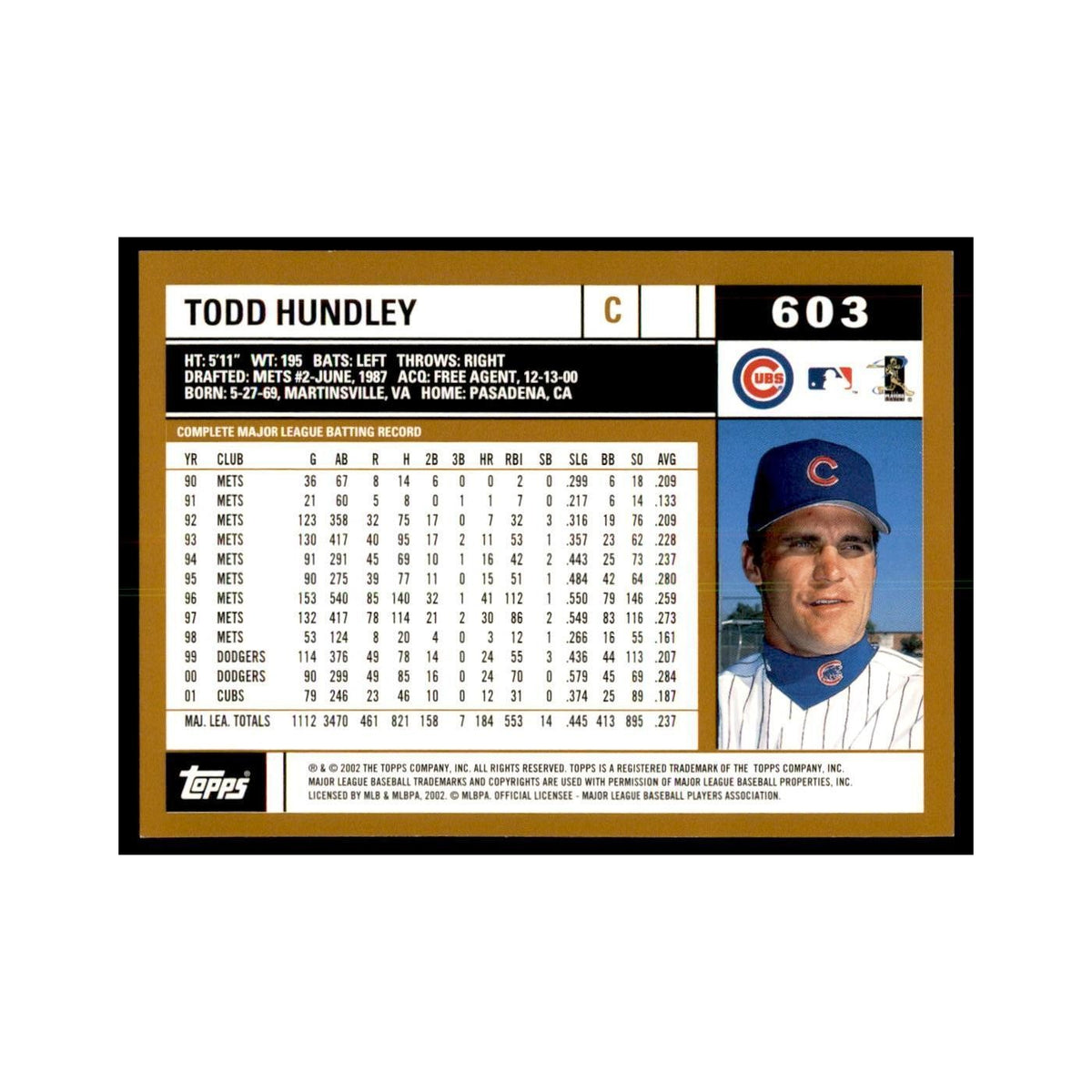 2002 Topps Home Team Advantage Todd Hundley Baseball Cards #603