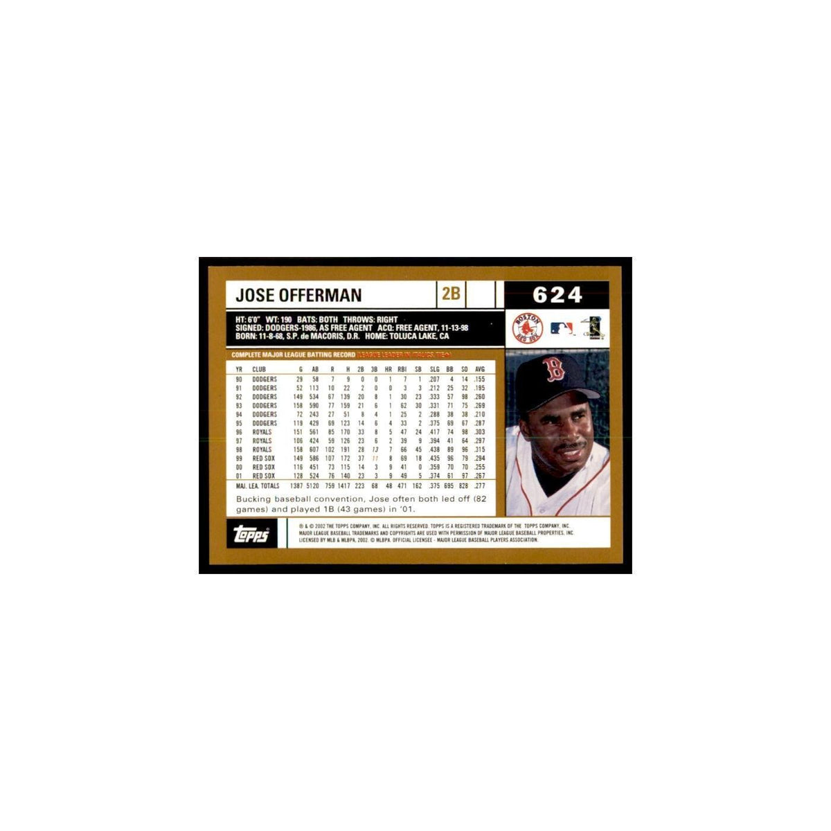 2002 Topps Home Team Advantage Jose Offerman Baseball Cards #624