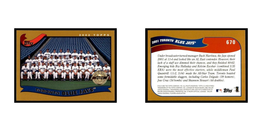 2002 Topps Home Team Advantage Toronto Blue Jays Baseball Cards #670