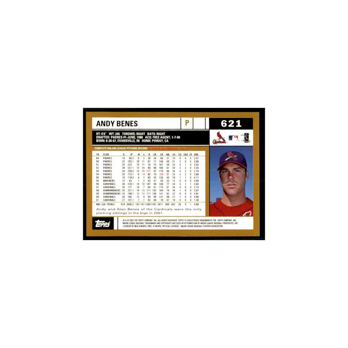2002 Topps Home Team Advantage Andy Benes Baseball Cards #621