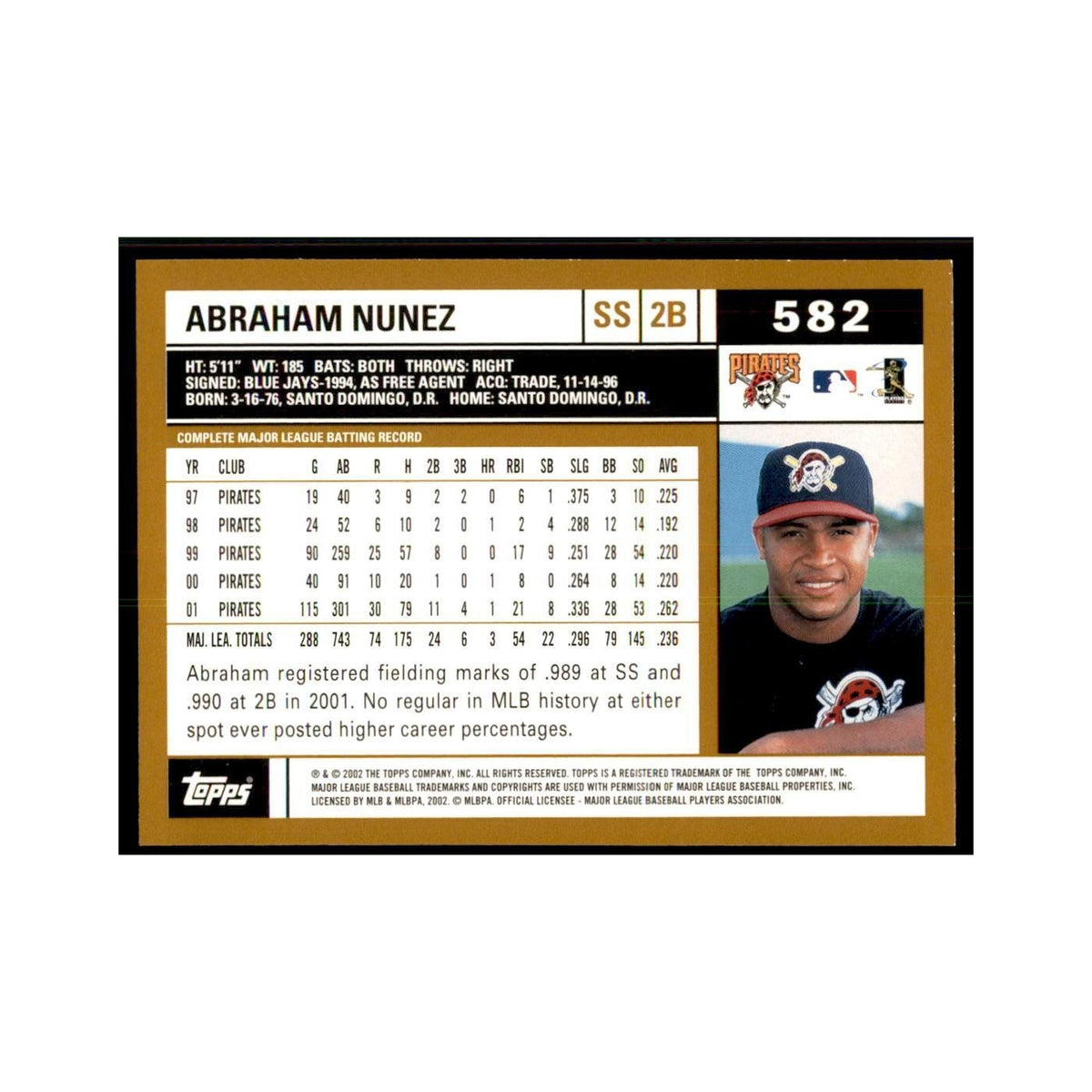 2002 Topps Home Team Advantage Abraham Nunez Baseball Cards #582