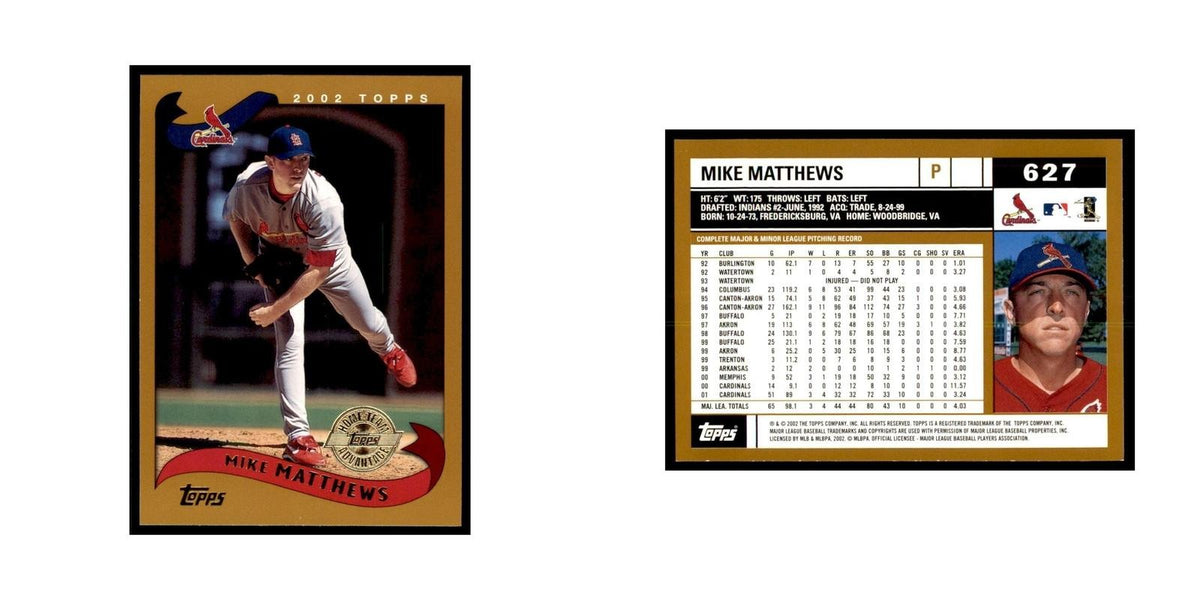 2002 Topps Home Team Advantage Mike Matthews Baseball Cards #627