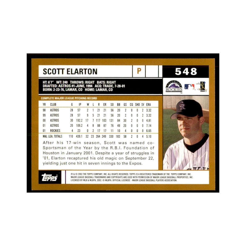 2002 Topps Home Team Advantage Scott Elarton Baseball Cards #548