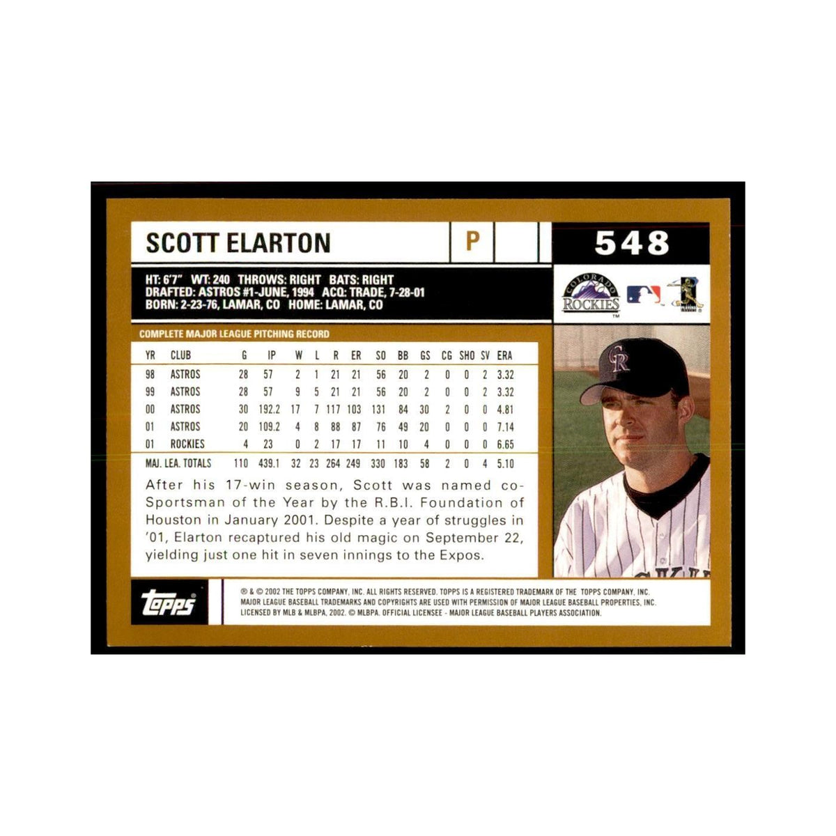 2002 Topps Home Team Advantage Scott Elarton Baseball Cards #548