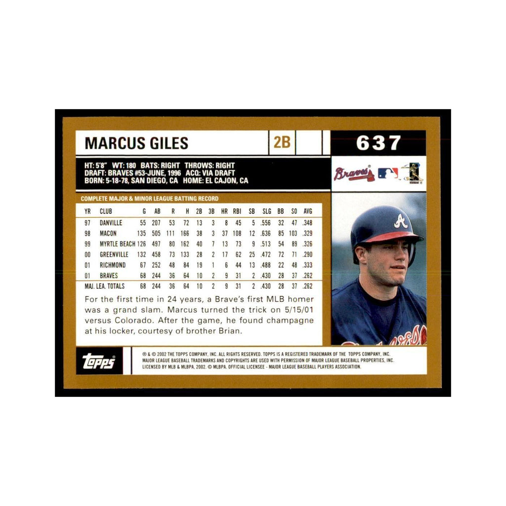 2002 Topps Home Team Advantage Marcus Giles Baseball Cards #637