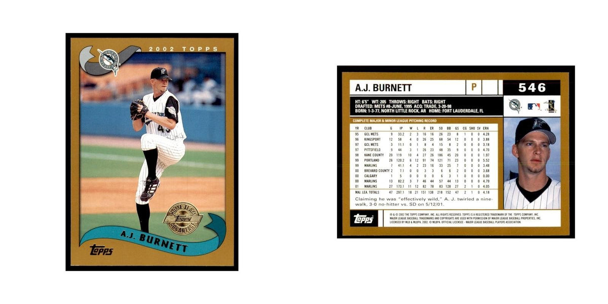 2002 Topps Home Team Advantage A.J. Burnett Baseball Cards #546