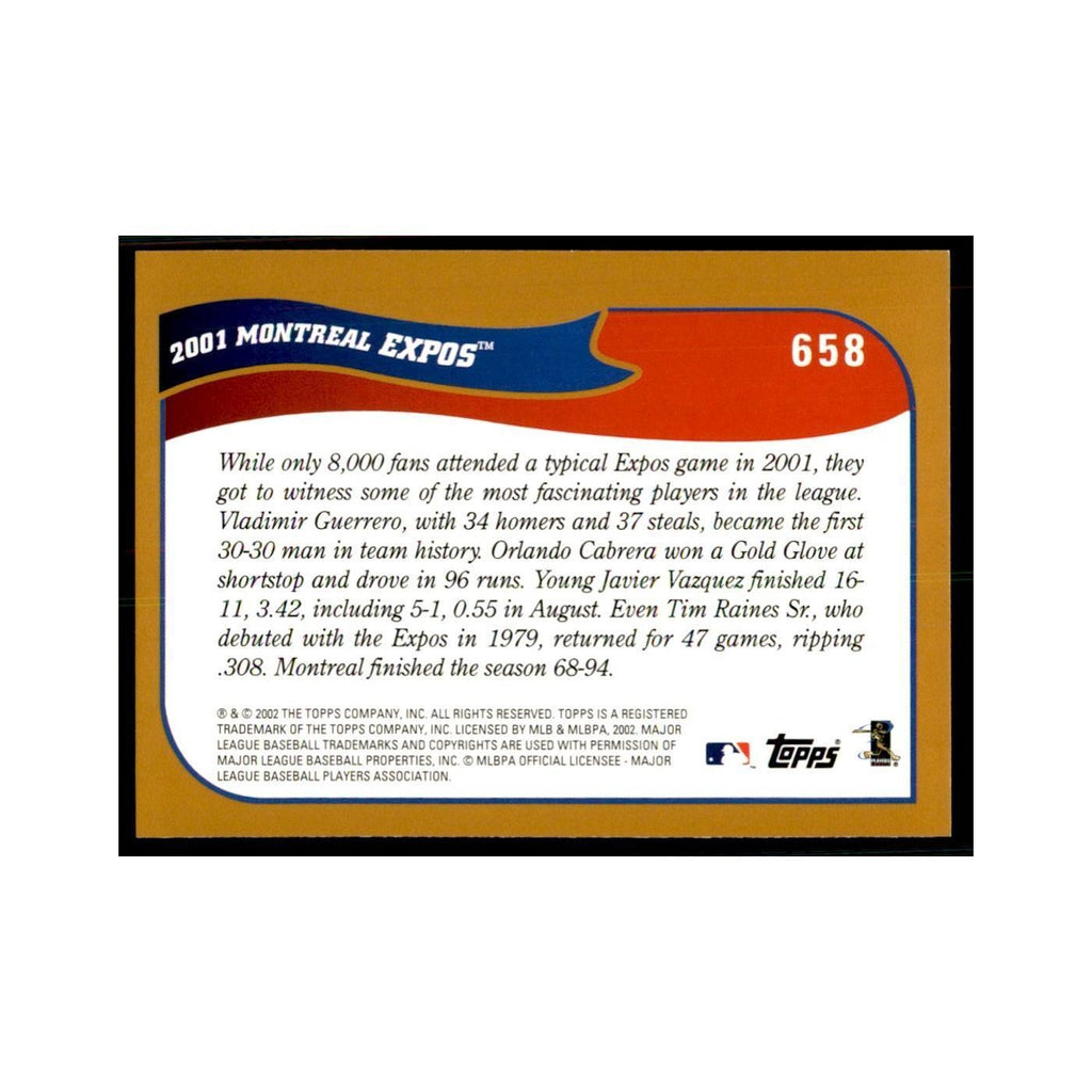 2002 Topps Home Team Advantage Montreal Expos Baseball Cards #658