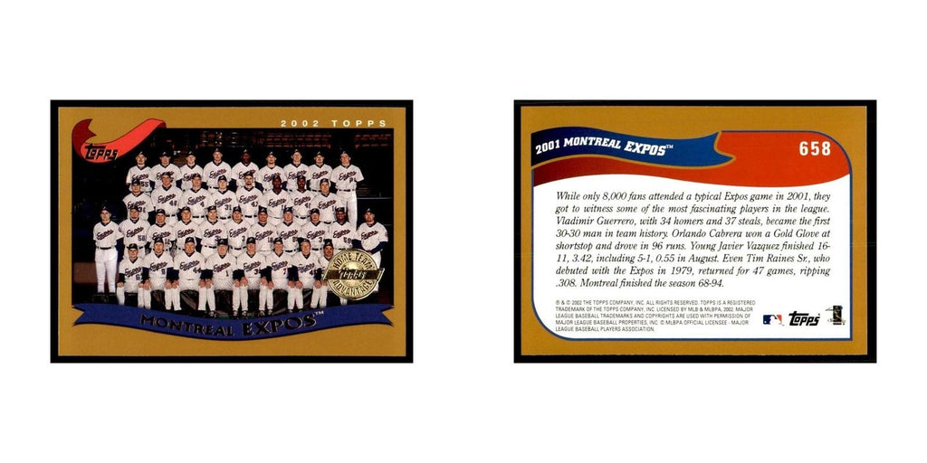 2002 Topps Home Team Advantage Montreal Expos Baseball Cards #658