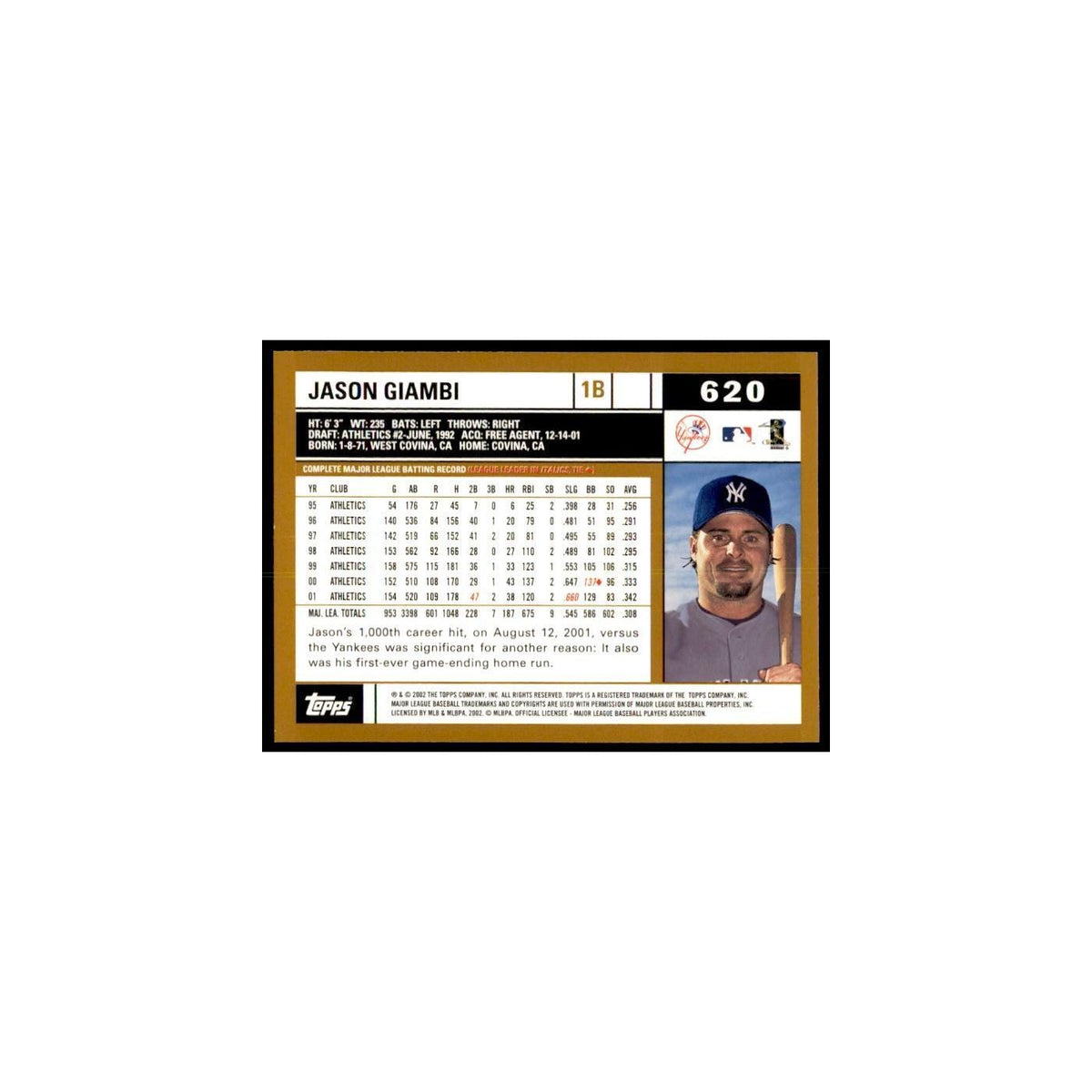 2002 Topps Home Team Advantage Jason Giambi Baseball Cards #620