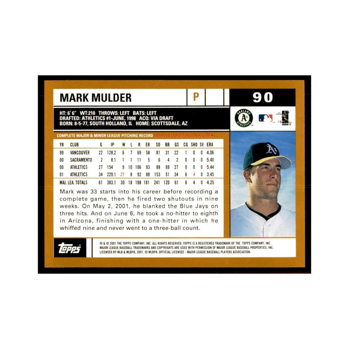 2002 Topps Home Team Advantage Mark Mulder Baseball Cards #90