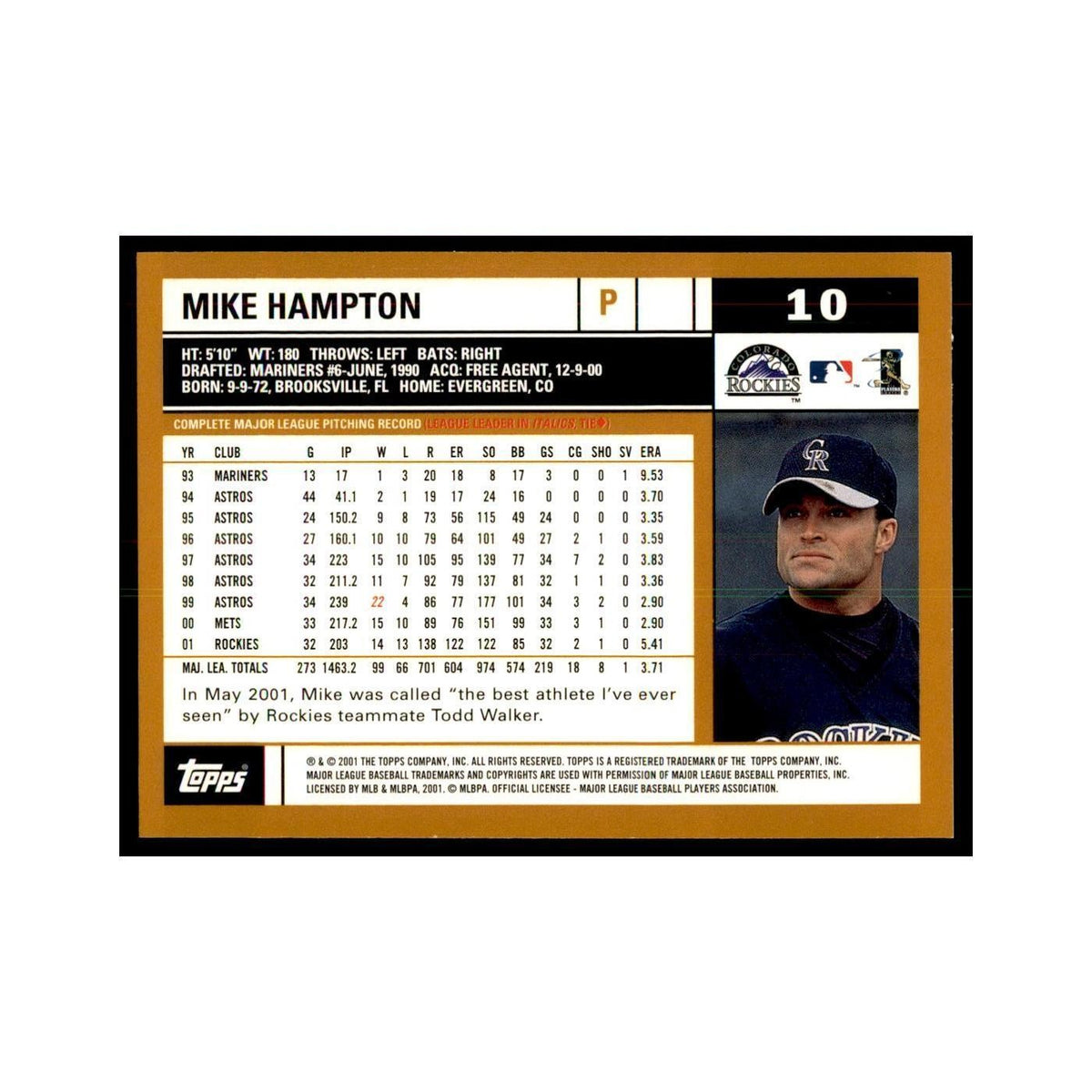 2002 Topps Home Team Advantage Mike Hampton Baseball Cards #10