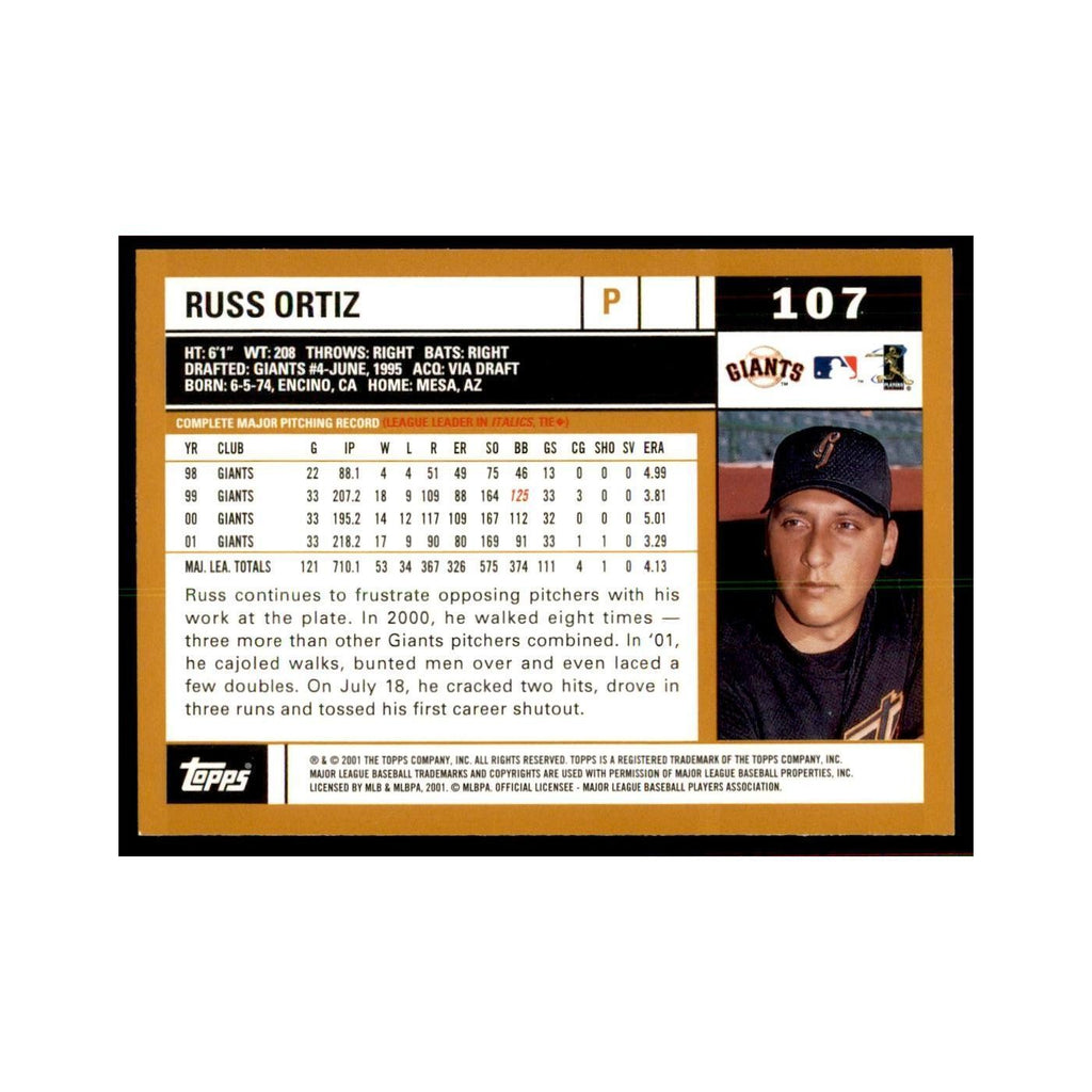 2002 Topps Home Team Advantage Russ Ortiz Baseball Cards #107