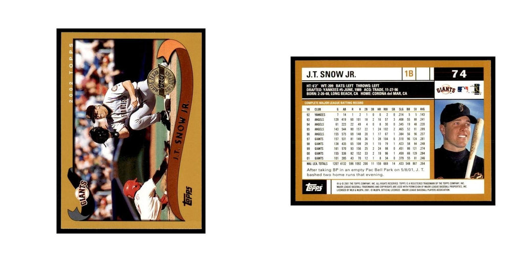 2002 Topps Home Team Advantage J.T. Snow Jr. Baseball Cards #74