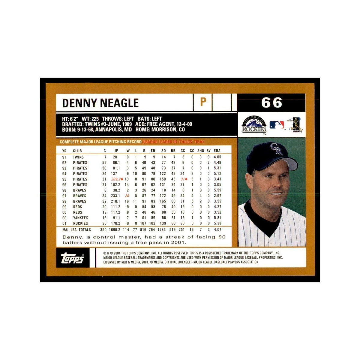 2002 Topps Home Team Advantage Denny Neagle Baseball Cards #66