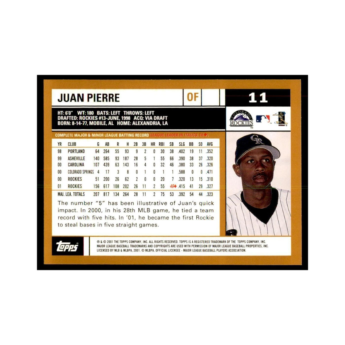 2002 Topps Home Team Advantage Juan Pierre Baseball Cards #11