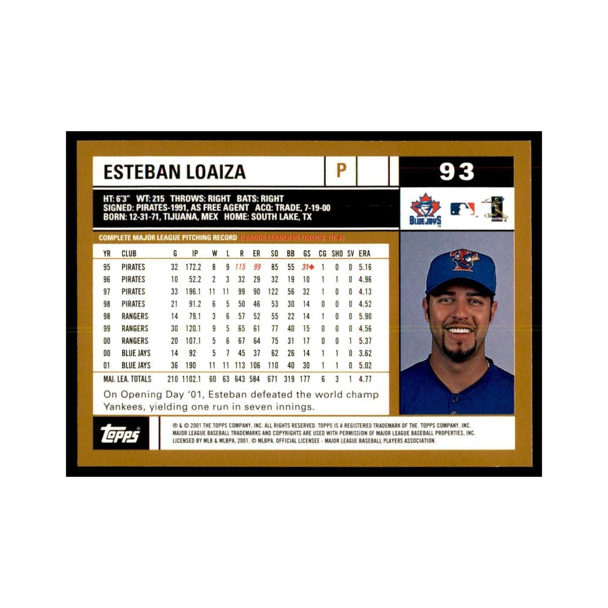 2002 Topps Home Team Advantage Esteban Loaiza Baseball Cards #93