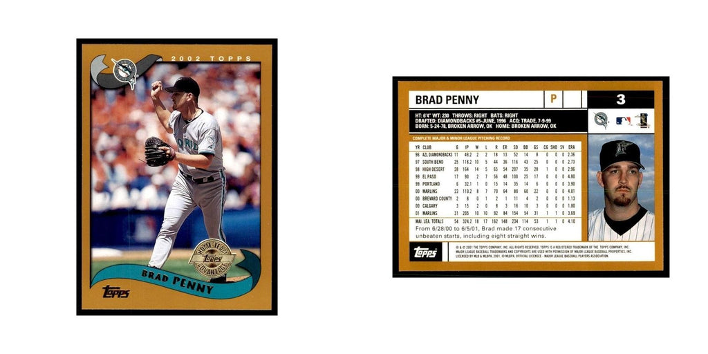 2002 Topps Home Team Advantage Brad Penny Baseball Cards #3