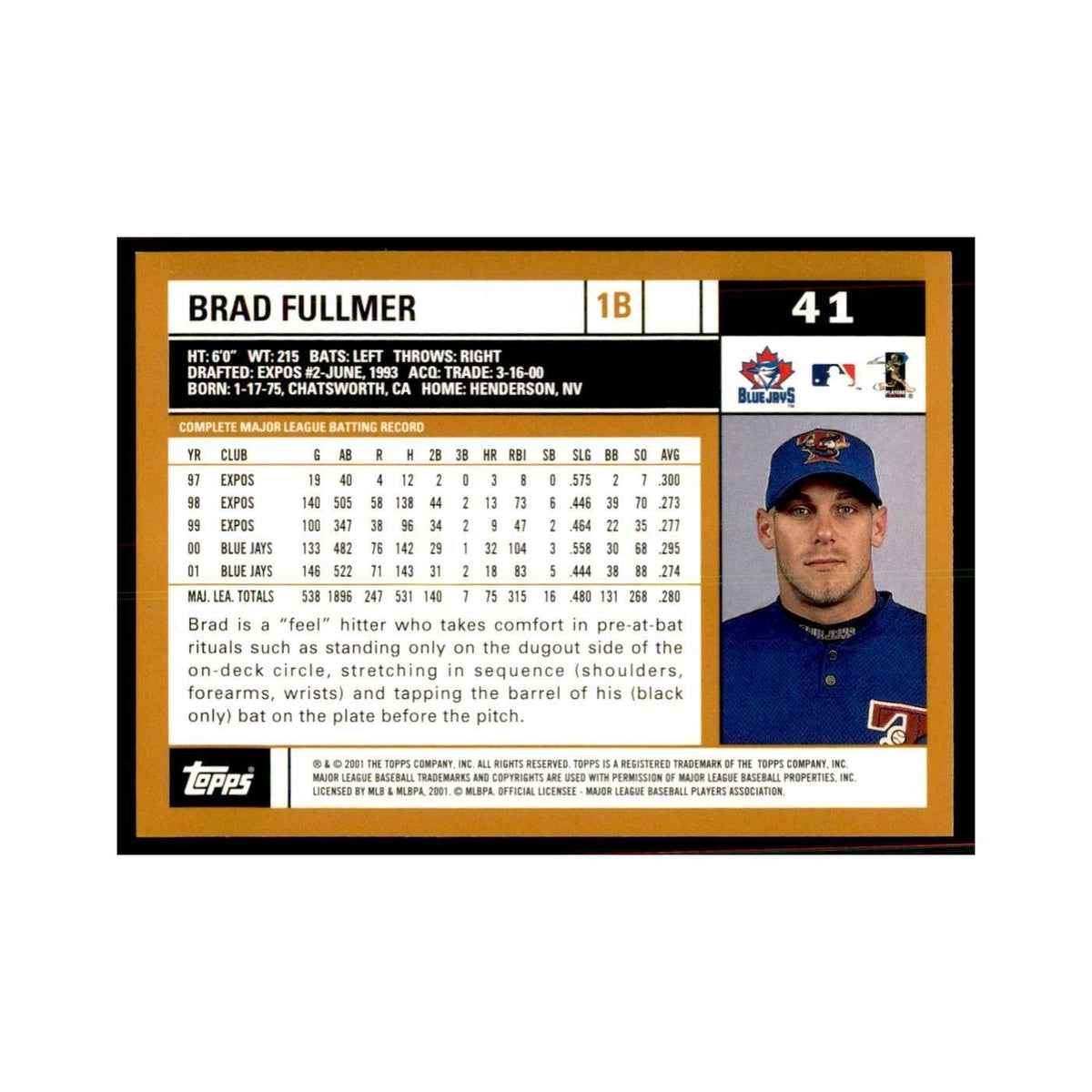 2002 Topps Home Team Advantage Brad Fullmer Baseball Cards #41