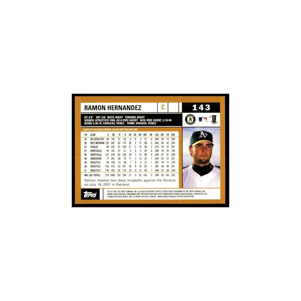 2002 Topps Home Team Advantage Ramon Hernandez Baseball Cards #143