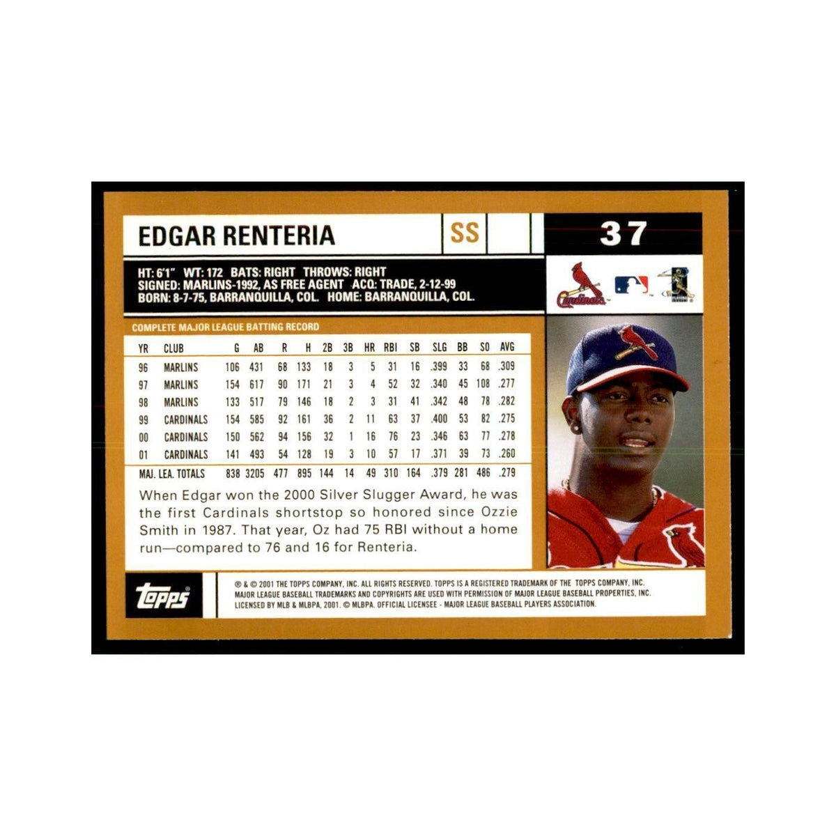 2002 Topps Home Team Advantage Edgar Renteria Baseball Cards #37