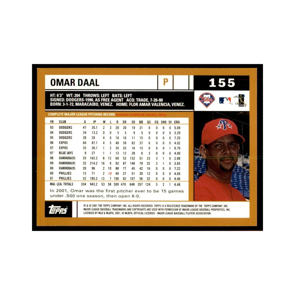 2002 Topps Home Team Advantage Omar Daal Baseball Cards #155